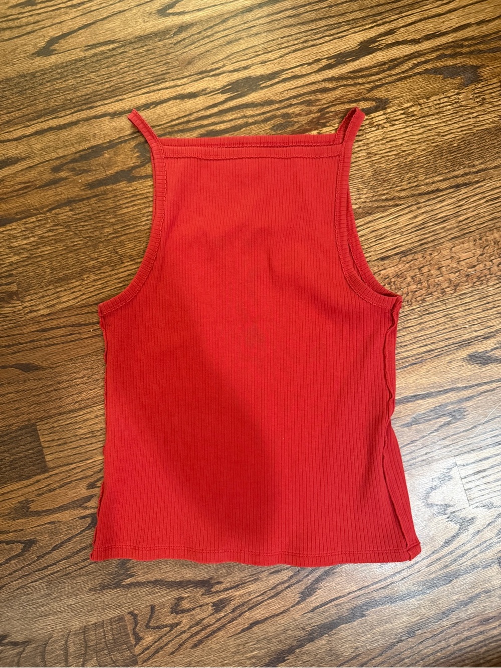 We The Free Red Ribbed Square-Neck Tank